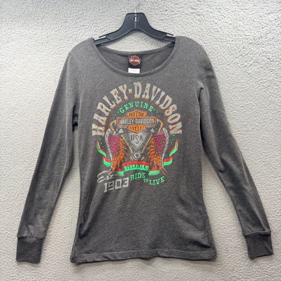 Harley-Davidson Tops - Harley Davidson Brian’s Langhorne PA Long Sleeve Logo Shirt Women’s Size M